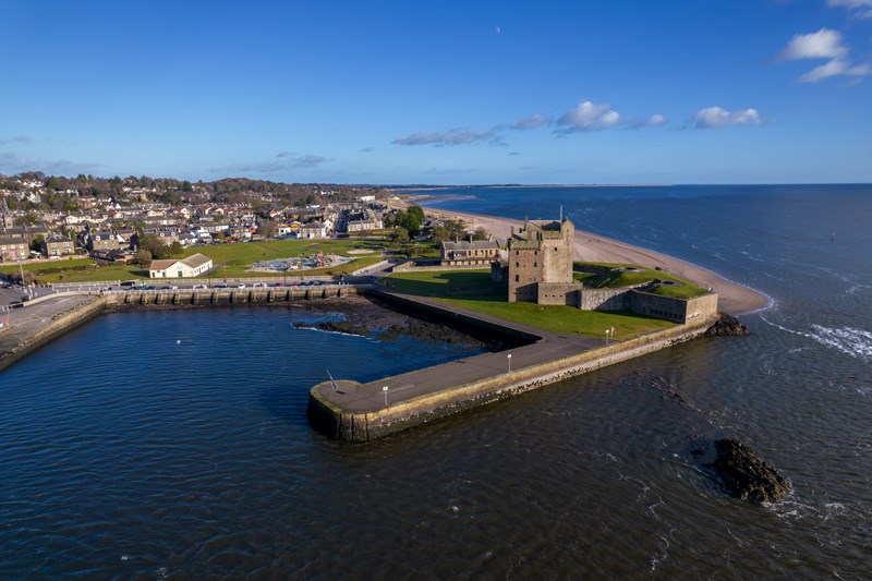 Broughty Ferry Castle Dundee, located on the banks of the River Thay in Scotland